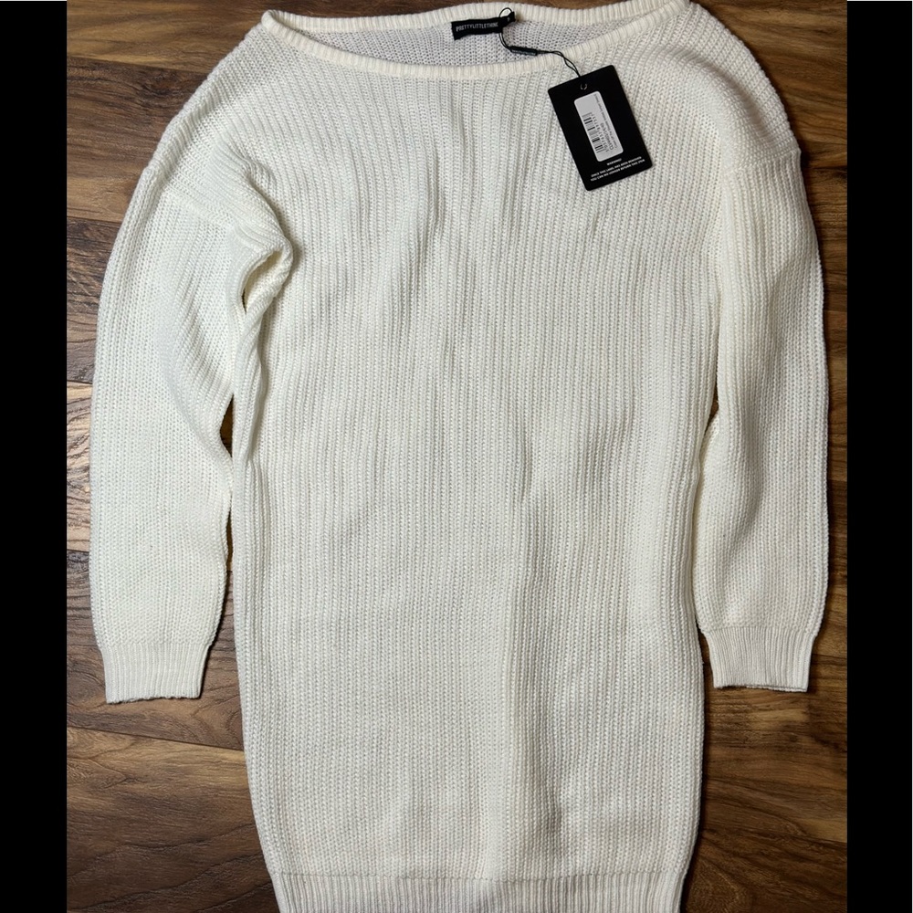 PRETTYLITTLETHING off-shoulder sweater dress